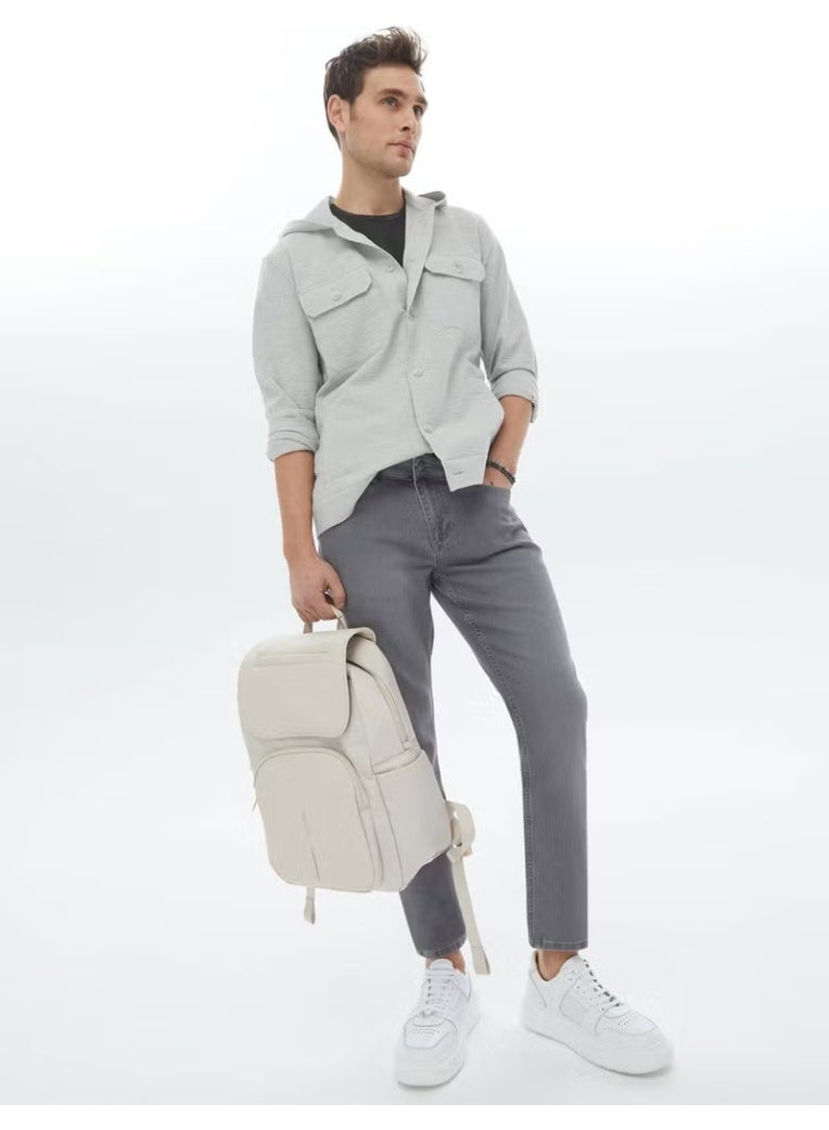 Kip Gray Regular Fit Woven Cotton Blend Overshirt - Image 2